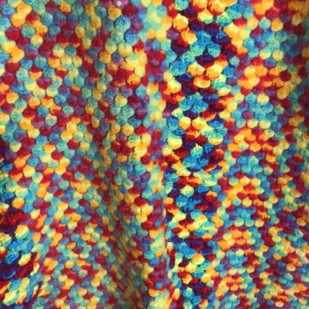 Rainbow Stripe Crochet Afghan Lap Blanket or Shoulder Throw Handmade 50x35